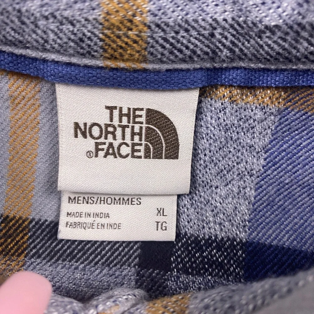 The North Face Arroyo Flannel Shirt Mens XL Blue Plaid Cotton Long Sleeve Casual